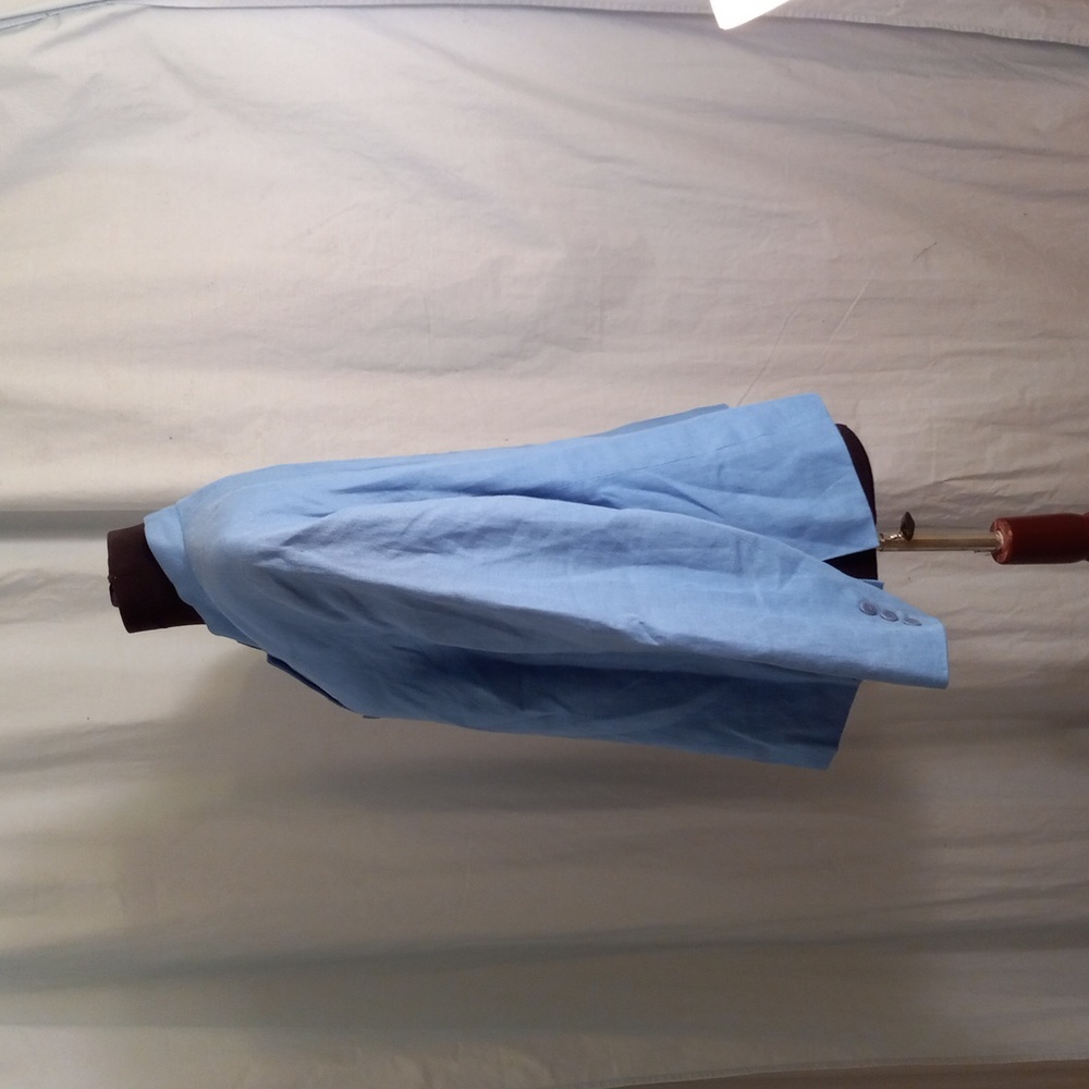 Talbots 16W Petite Blazer Jacket Blue Irish Linen Lined - Picture 8 of 11